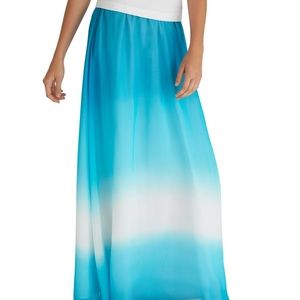 White House Black Market Ombre Blue Maxi Skirt NWT
